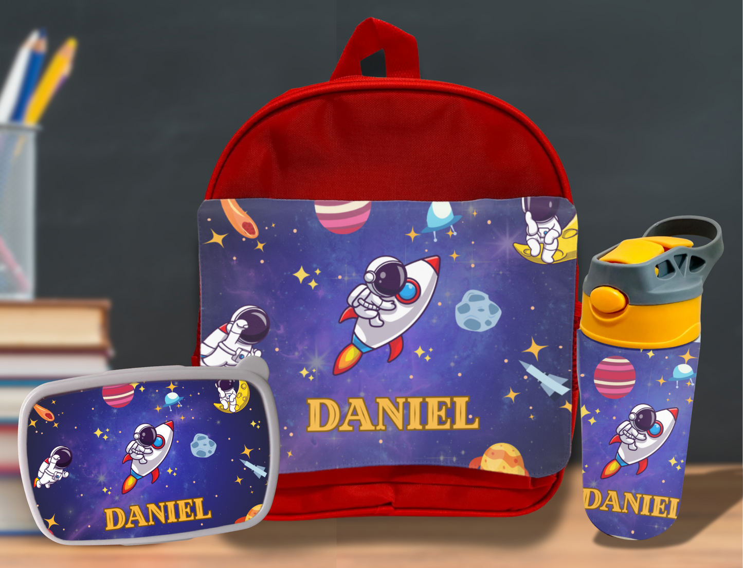 Pack Mochila + Botella + Fiambrera Infantil Personalizado