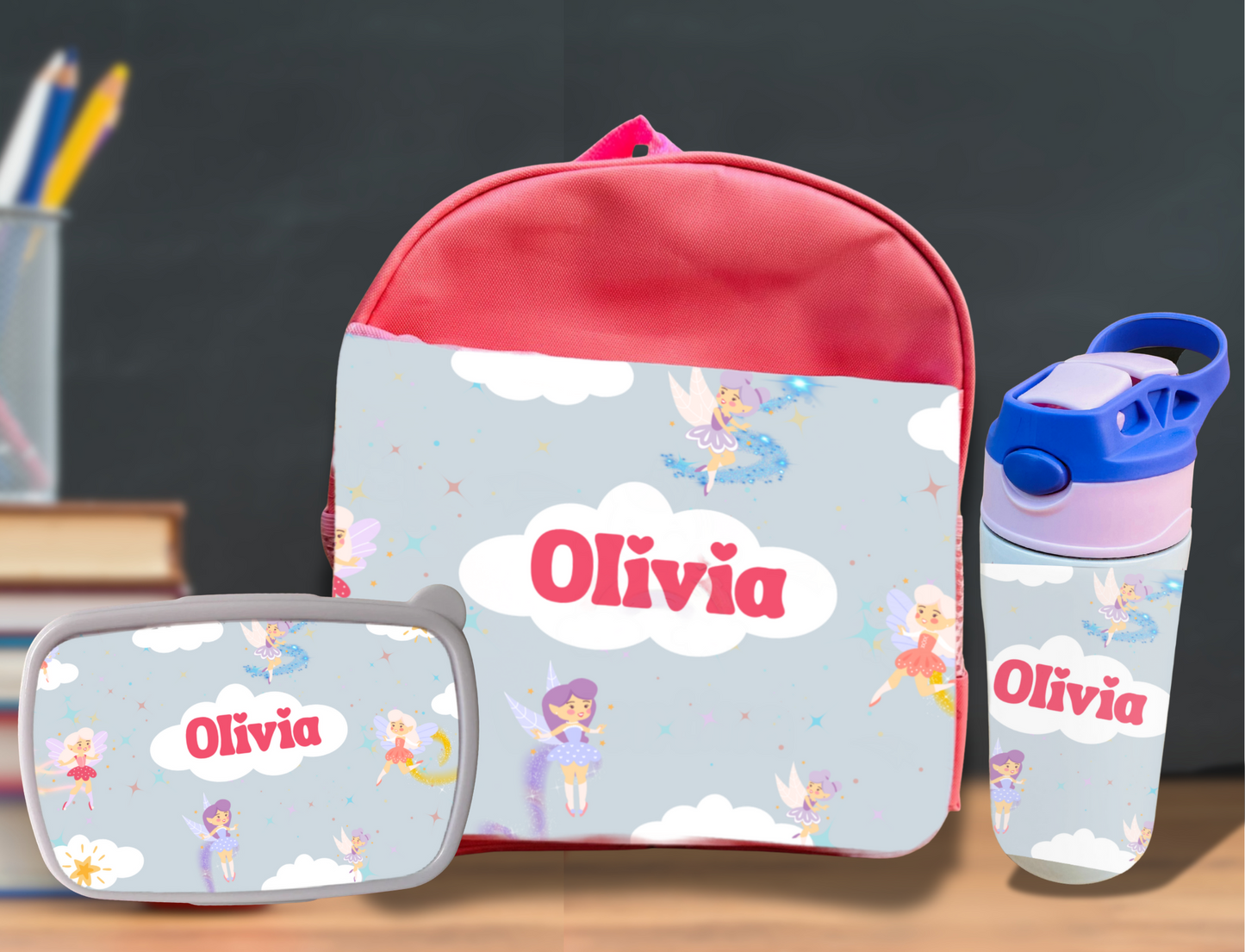 Pack Mochila + Botella + Fiambrera Infantil Personalizado