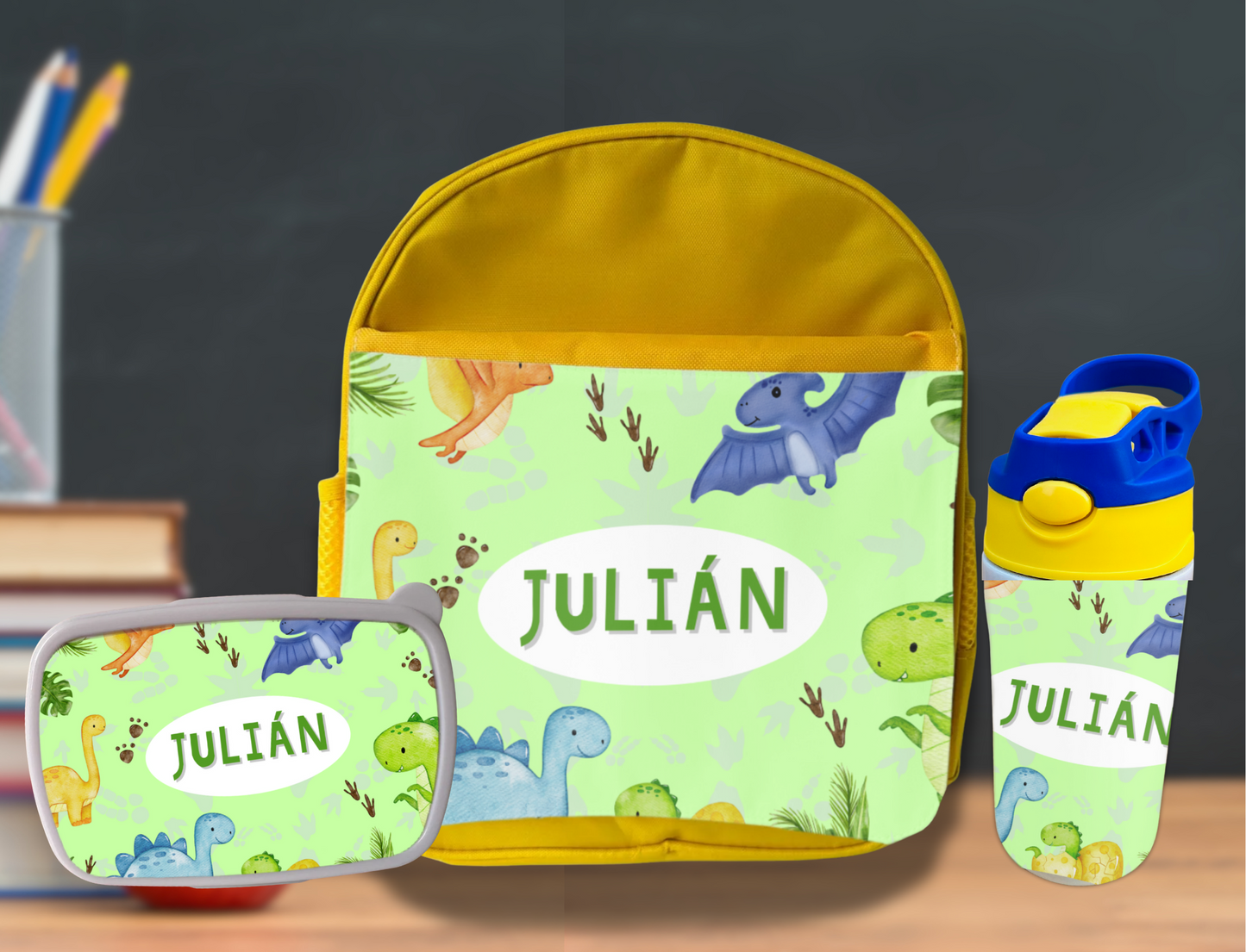 Pack Mochila + Botella + Fiambrera Infantil Personalizado