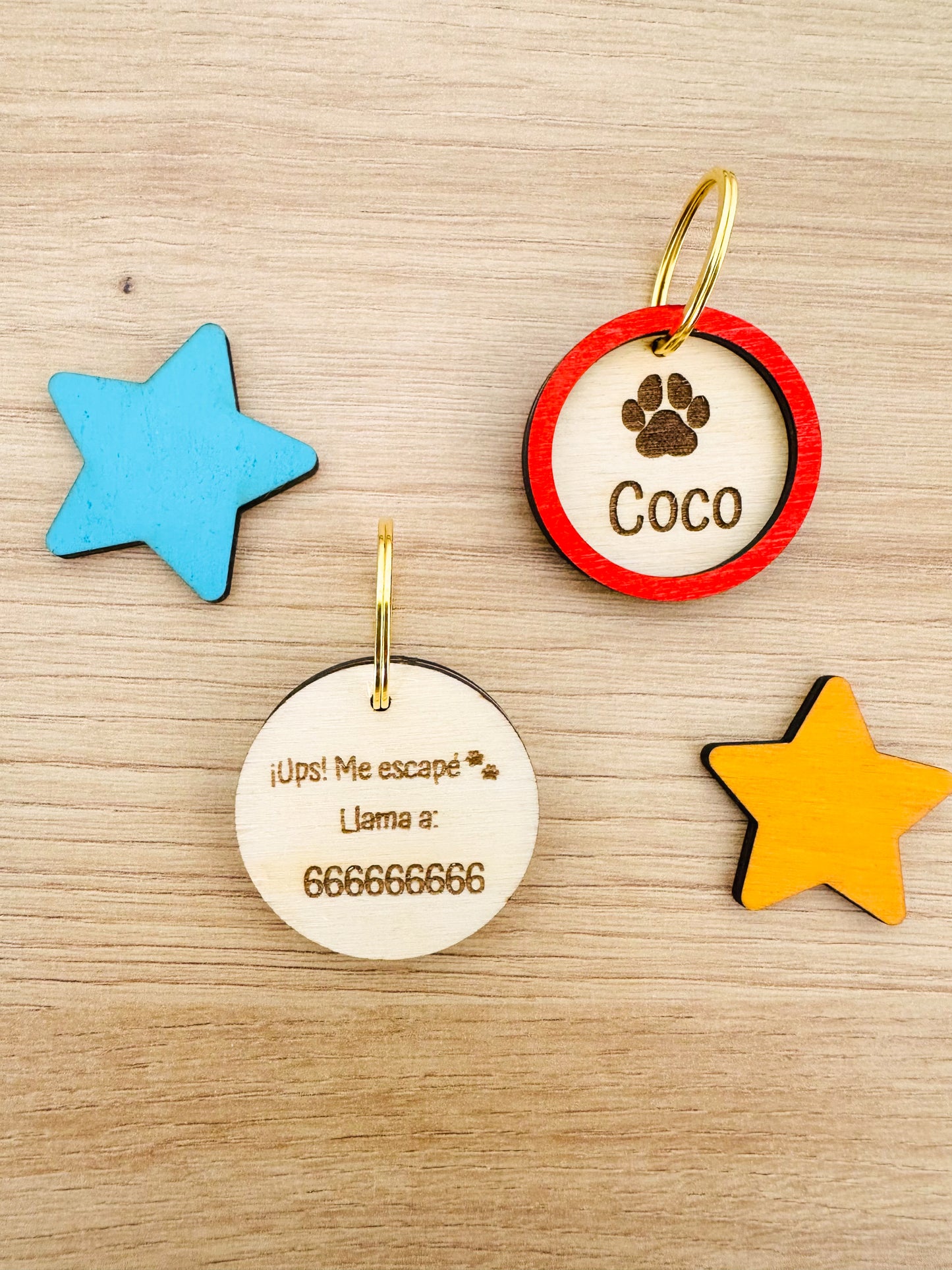 Placa Identificativa de Madera Personalizada para Mascota