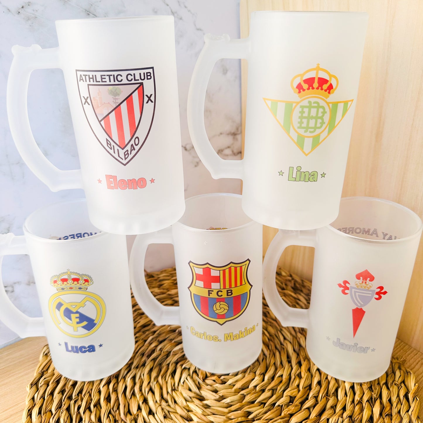 🍺Jarra+Escudo+Nombre+ Envío→ 19,95 €⚽