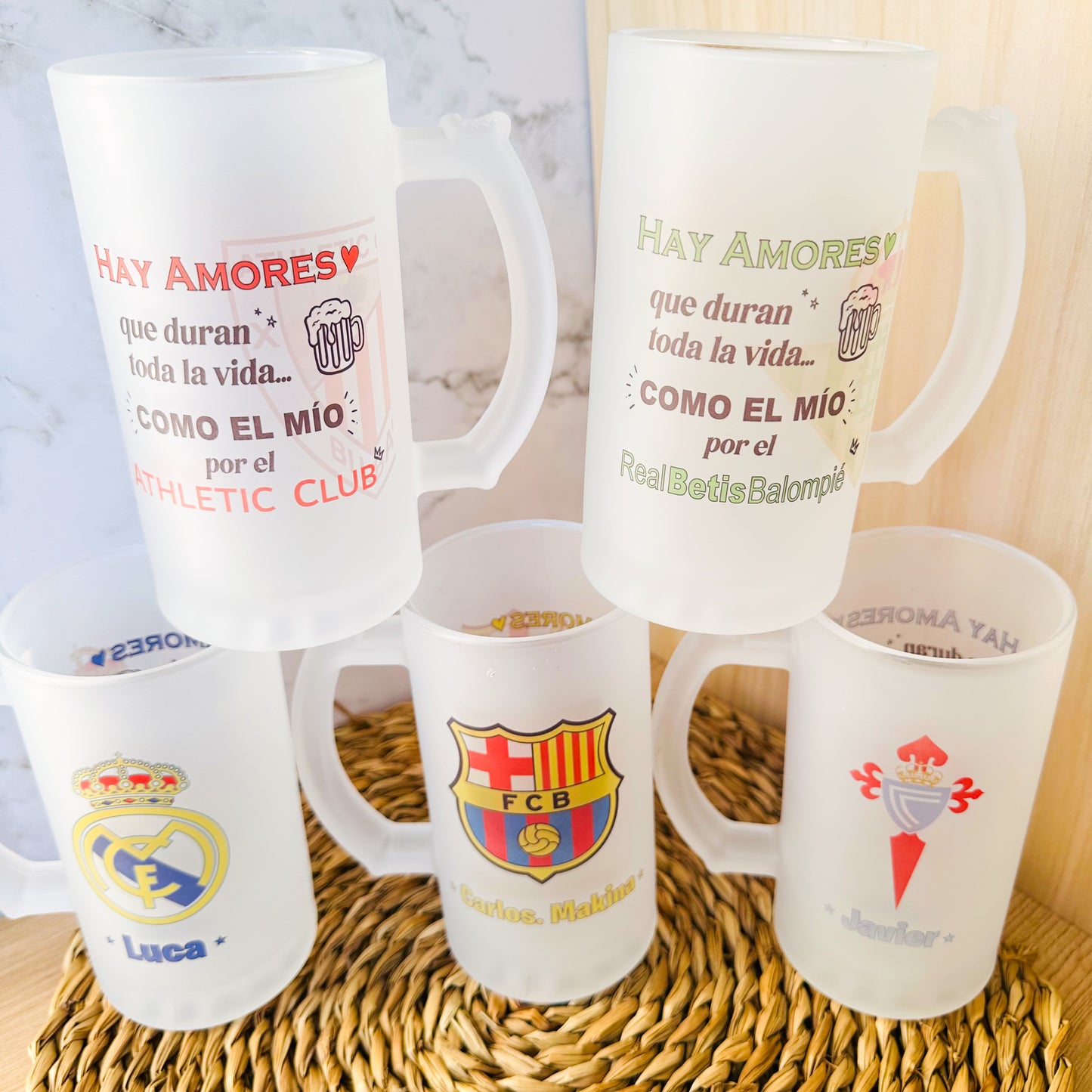 🍺Jarra+Escudo+Nombre+ Envío→ 19,95 €⚽