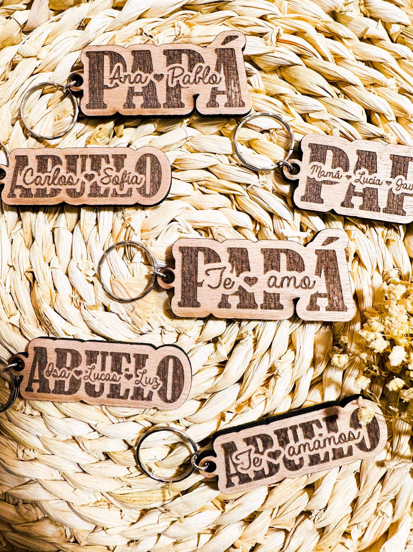 Llaveros Personalizados Papá, Mamá, Abuelo o Abuela