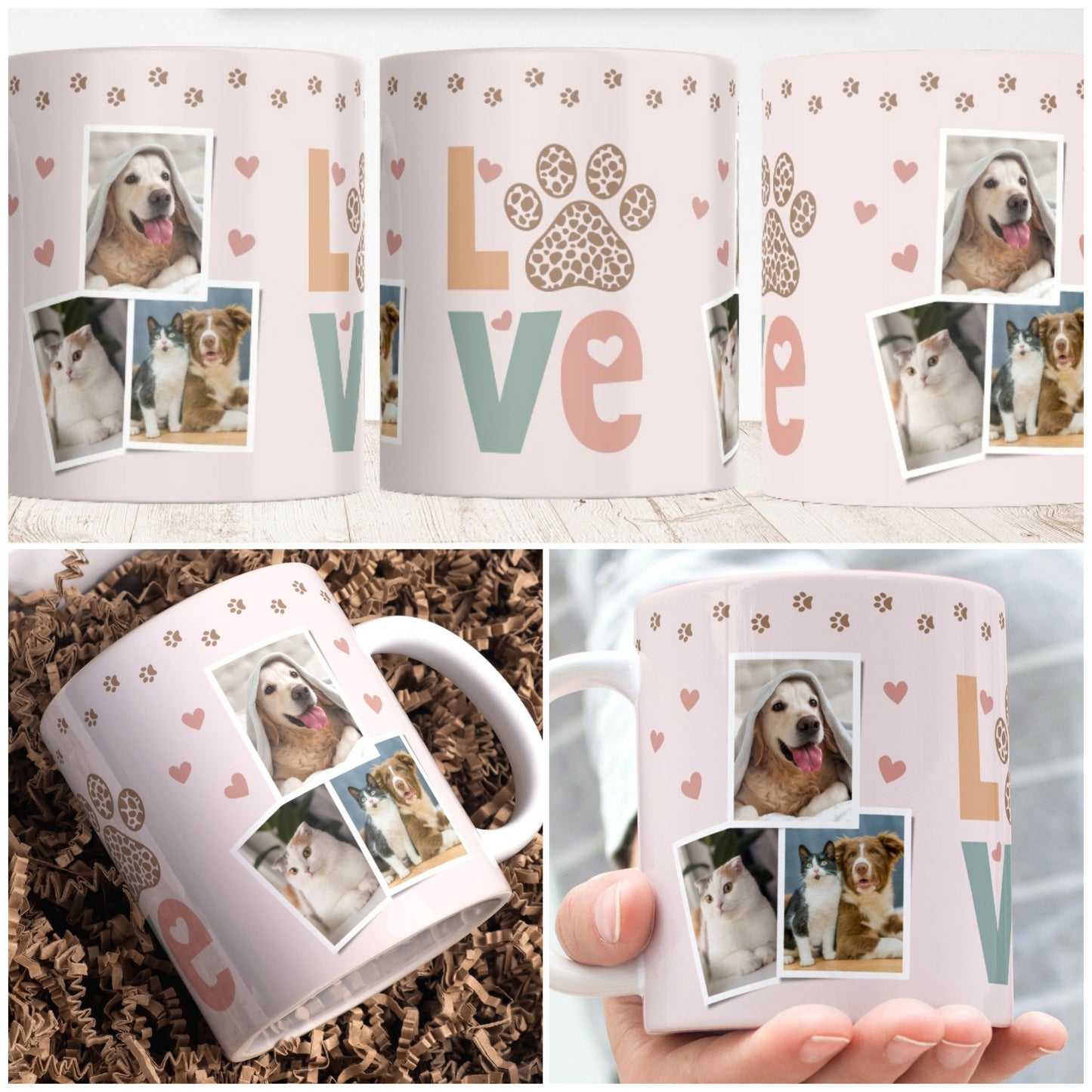 Taza Personalizada “LOVE” con Fotos de Tu Mascota