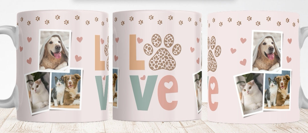 Taza Personalizada “LOVE” con Fotos de Tu Mascota