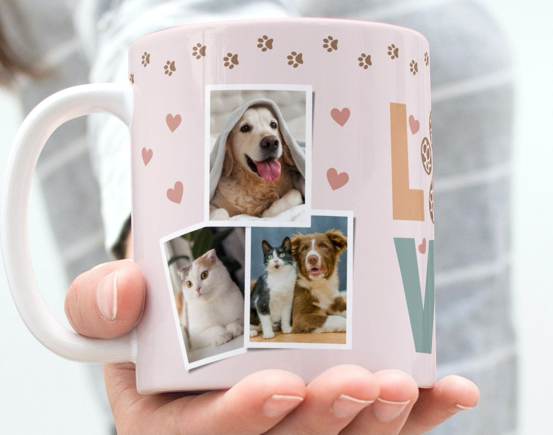Taza Personalizada “LOVE” con Fotos de Tu Mascota