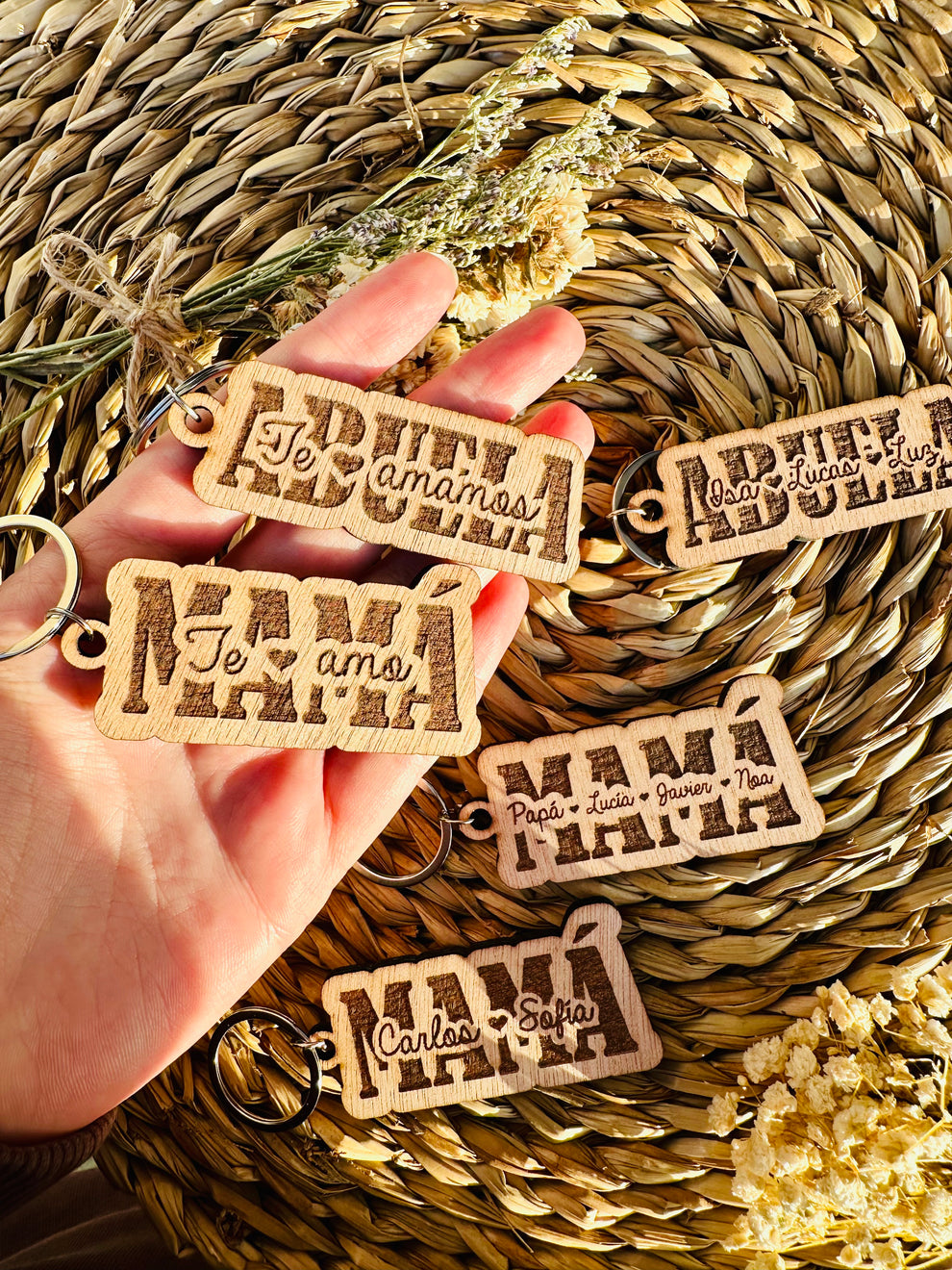 Llaveros Personalizados Papá, Mamá, Abuelo o Abuela