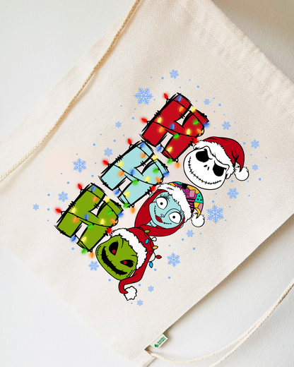 Tote Bag o Mochila Navideña “Ho Ho Ho” edición Pesadilla Antes de Navidad