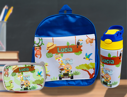 Pack Mochila + Botella + Fiambrera Infantil Personalizado