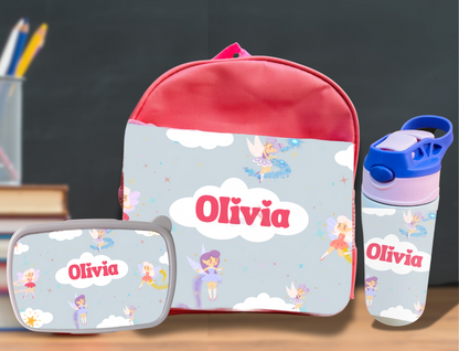 Pack Mochila + Botella + Fiambrera Infantil Personalizado
