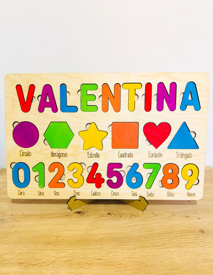 Puzzle Educativo de Formas y Números – Personalizado con Nombre