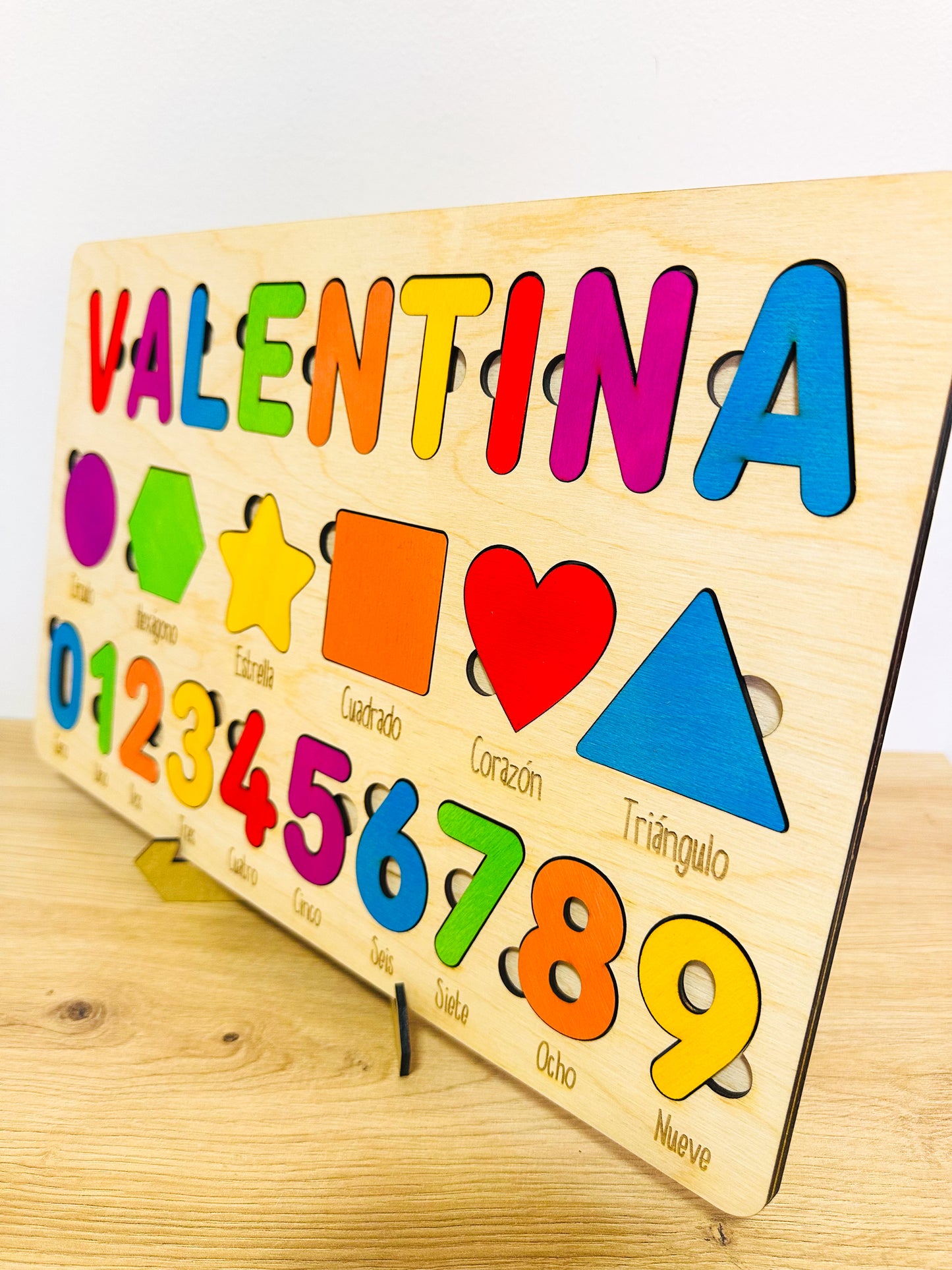 Puzzle Educativo de Formas y Números – Personalizado con Nombre
