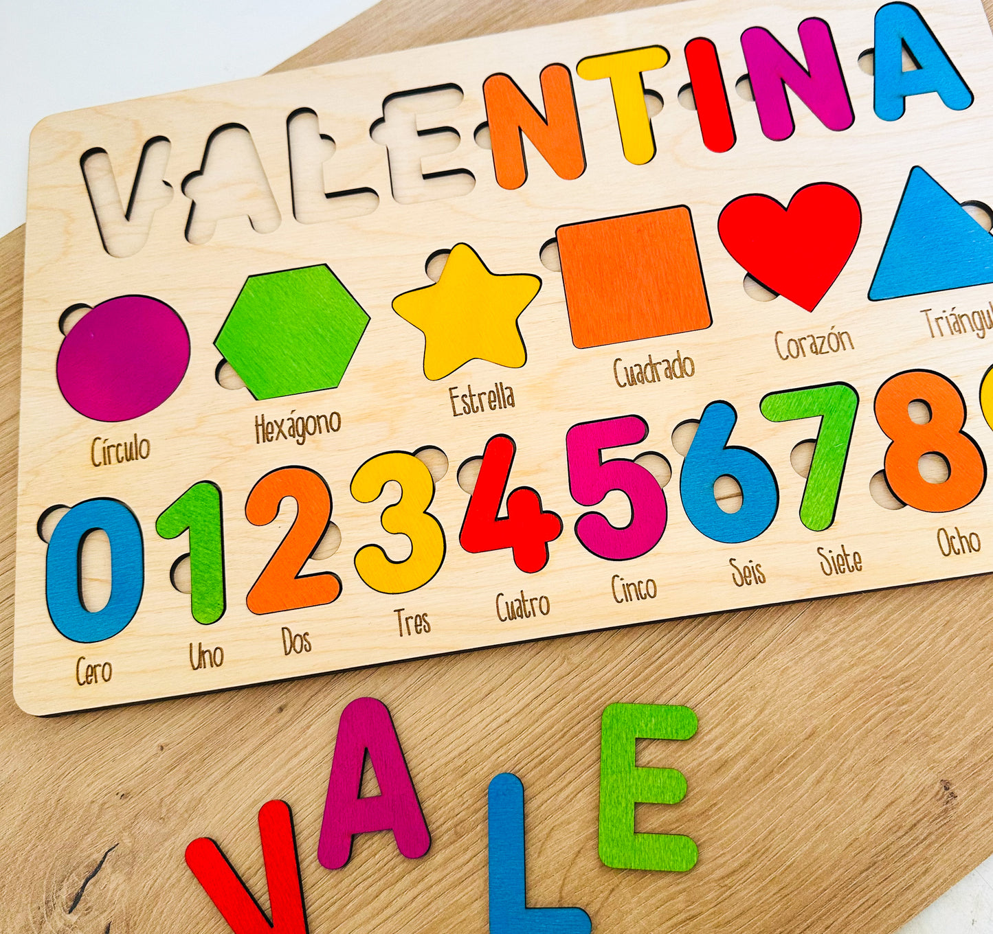 Puzzle Educativo de Formas y Números – Personalizado con Nombre