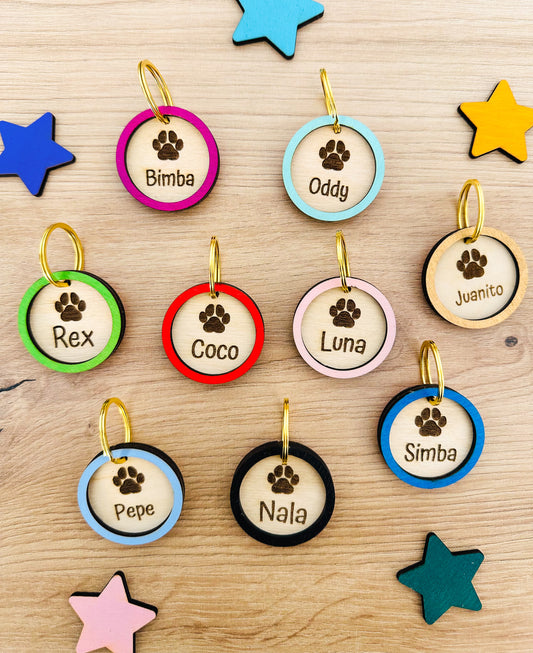 Placa Identificativa de Madera Personalizada para Mascota