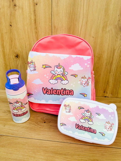 Pack Mochila + Botella + Fiambrera Infantil Personalizado