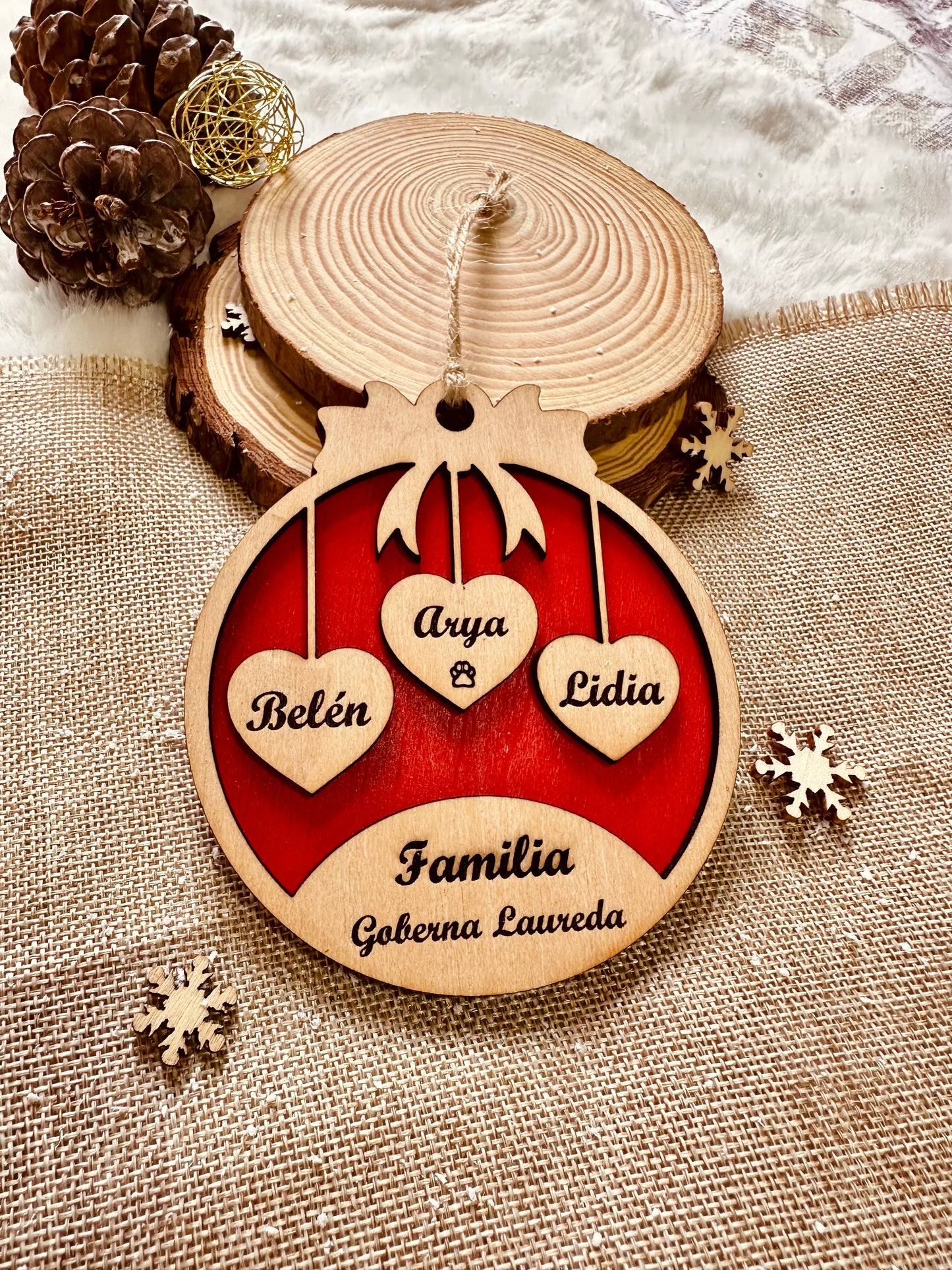 Adorno Familiar de Navidad Personalizado - De 2 a 10 Nombres