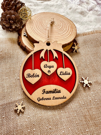 Adorno Familiar de Navidad Personalizado - De 2 a 10 Nombres
