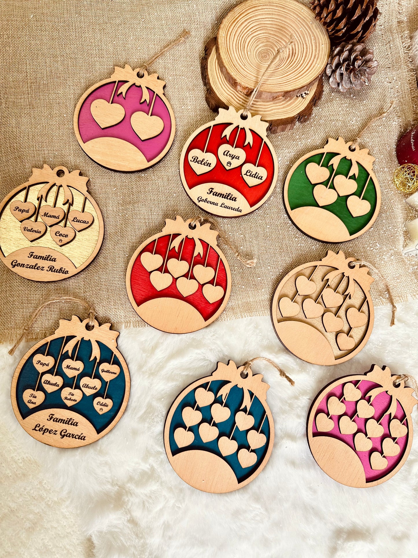 Adorno Familiar de Navidad Personalizado - De 2 a 10 Nombres