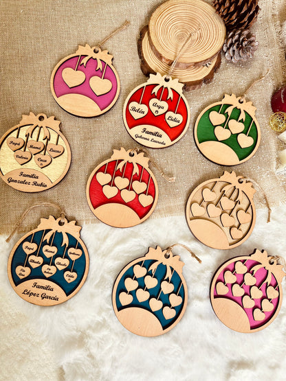 Adorno Familiar de Navidad Personalizado - De 2 a 10 Nombres