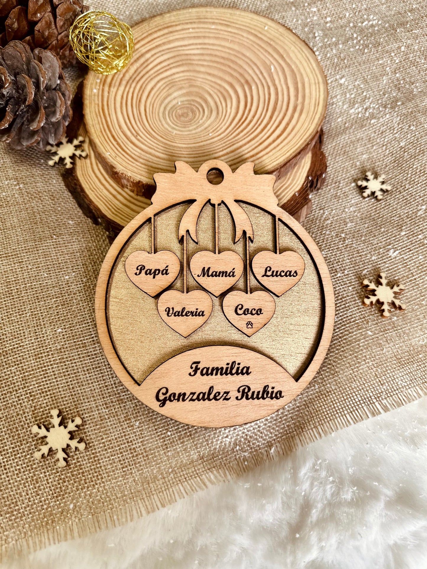 Adorno Familiar de Navidad Personalizado - De 2 a 10 Nombres