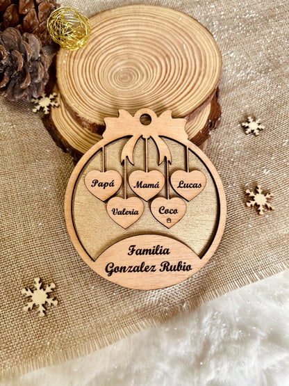 Adorno Familiar de Navidad Personalizado - De 2 a 10 Nombres