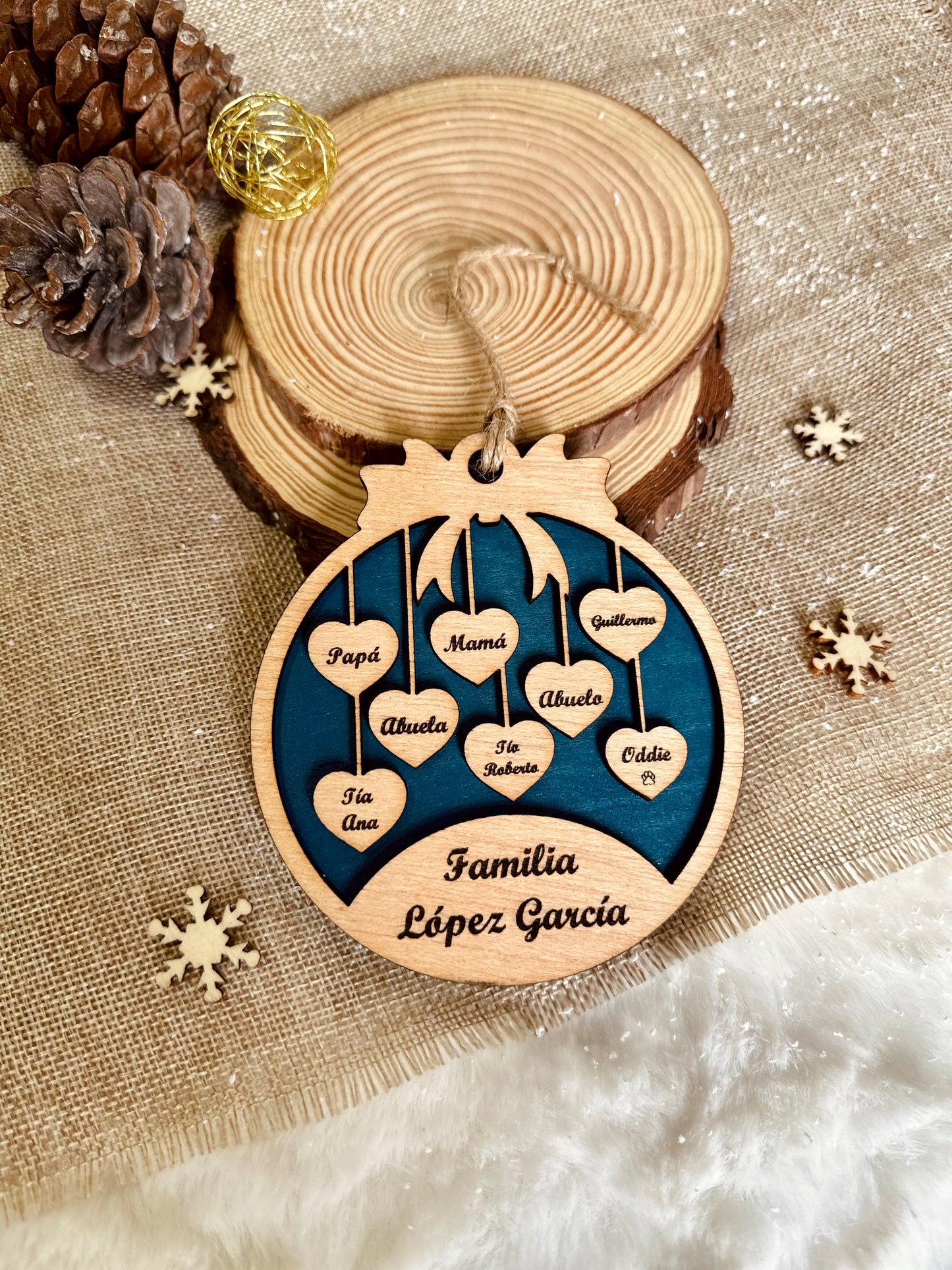 Adorno Familiar de Navidad Personalizado - De 2 a 10 Nombres