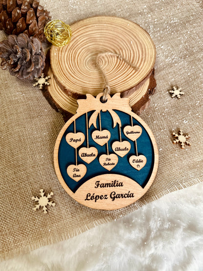 Adorno Familiar de Navidad Personalizado - De 2 a 10 Nombres