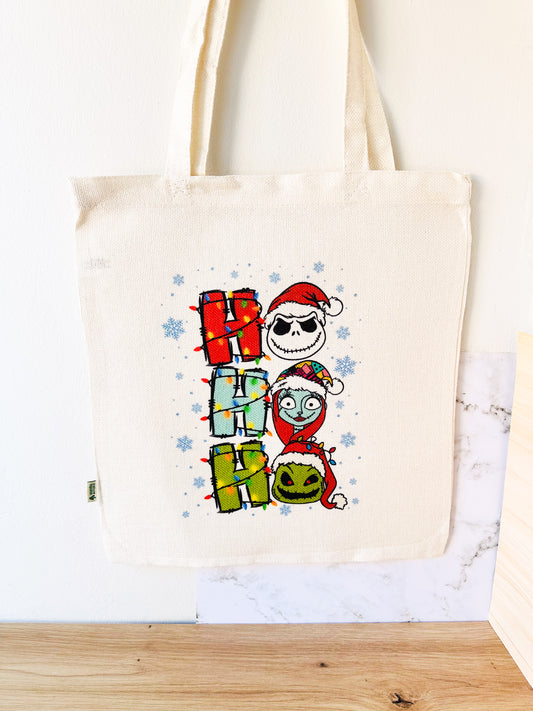Tote Bag o Mochila Navideña “Ho Ho Ho” edición Pesadilla Antes de Navidad