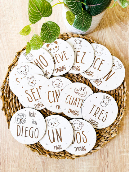 Placas cumple meses animales