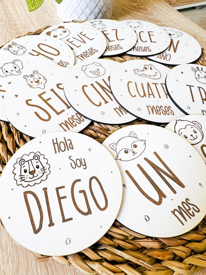 Placas cumple meses animales