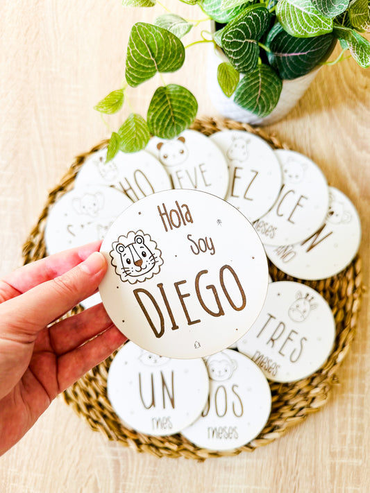 Placas cumple meses animales