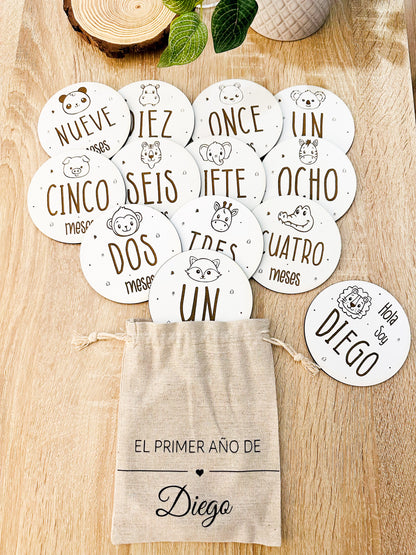 Placas cumple meses animales