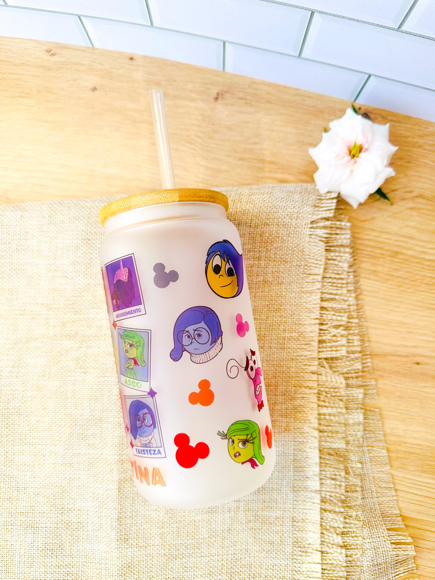 Vaso tapa bambú "Del revés 2" Personalizado