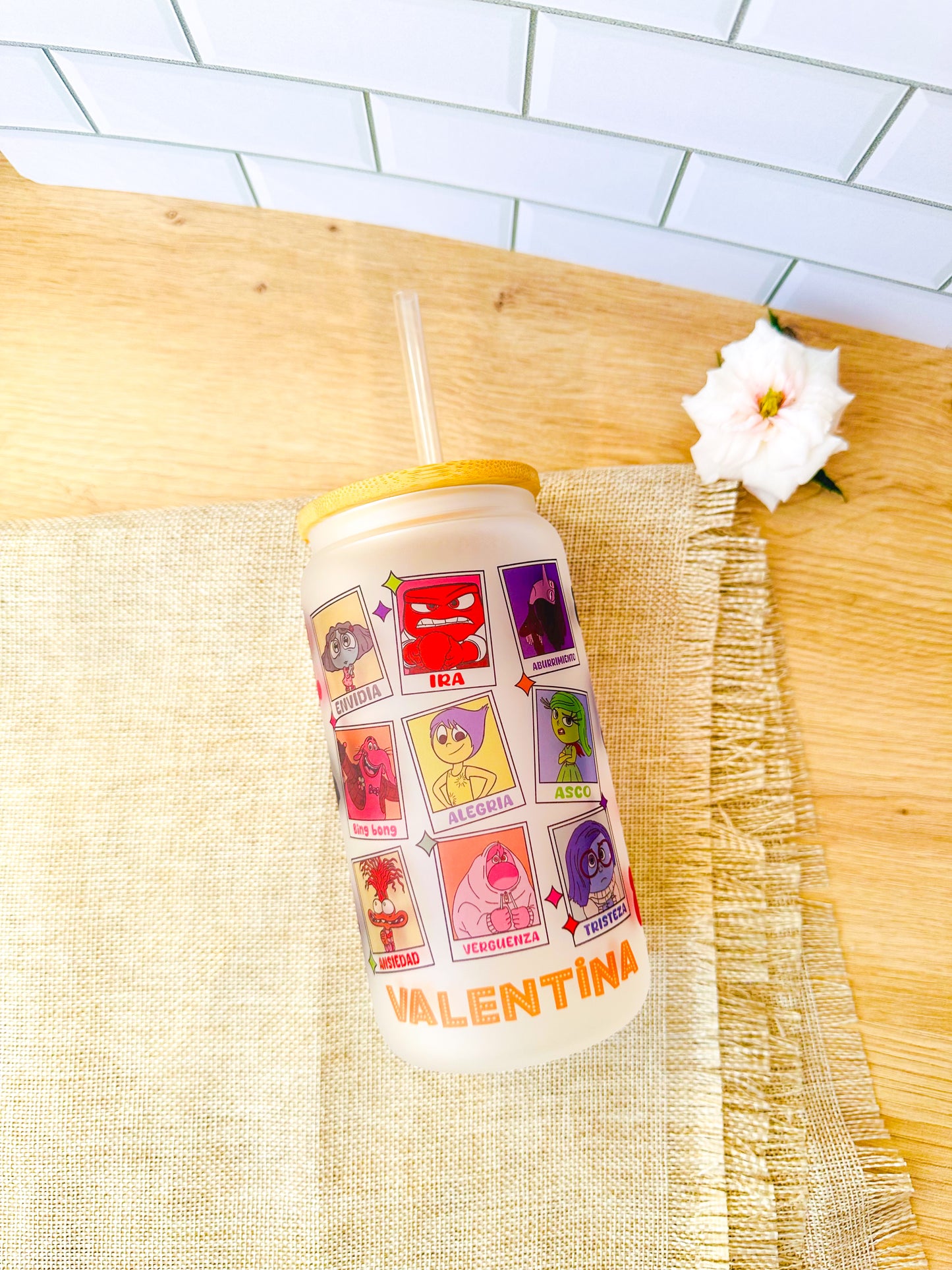 Vaso tapa bambú "Del revés 2" Personalizado