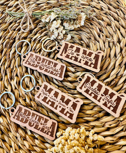 Llaveros Personalizados Papá, Mamá, Abuelo o Abuela